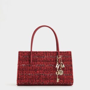 Túi Xách Tay Phủ Màu Tag Vuông Size 21 - Đỏ